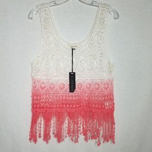 Ellie‎ & Kate NWT Dip Dyed Crochet Tank Fringe Hem